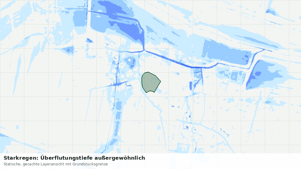 Statische Kartenansicht: Starkregen: Überflutungstiefe außergewöhnlich