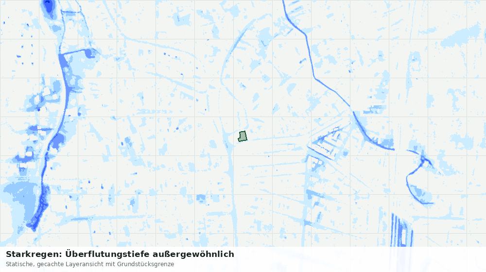 Statische Kartenansicht: Starkregen: Überflutungstiefe außergewöhnlich