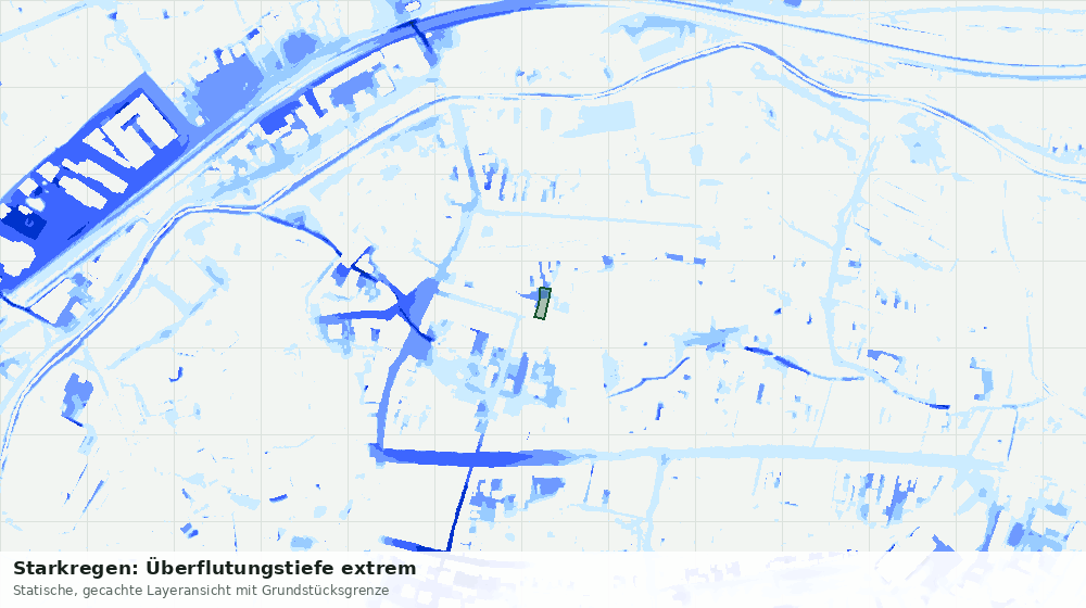 Statische Kartenansicht: Starkregen: Überflutungstiefe extrem