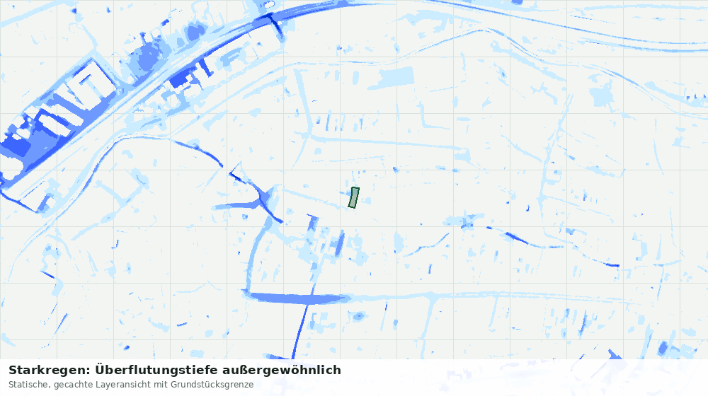 Statische Kartenansicht: Starkregen: Überflutungstiefe außergewöhnlich