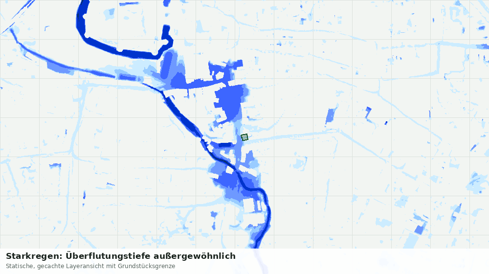 Statische Kartenansicht: Starkregen: Überflutungstiefe außergewöhnlich