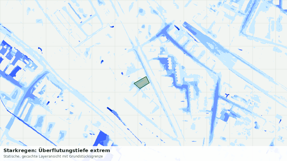Statische Kartenansicht: Starkregen: Überflutungstiefe extrem