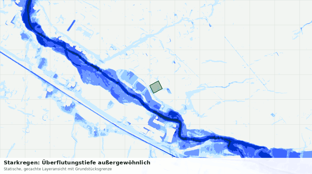 Statische Kartenansicht: Starkregen: Überflutungstiefe außergewöhnlich