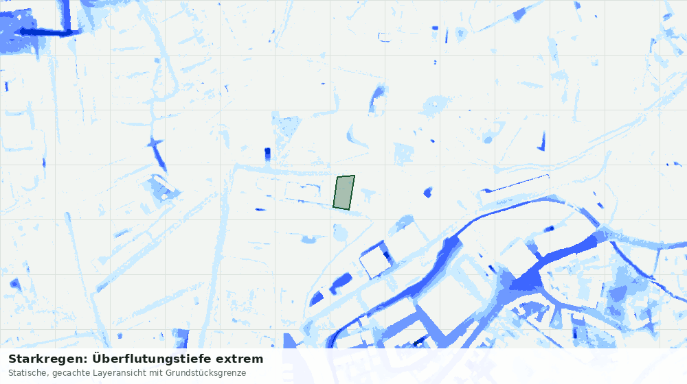 Statische Kartenansicht: Starkregen: Überflutungstiefe extrem