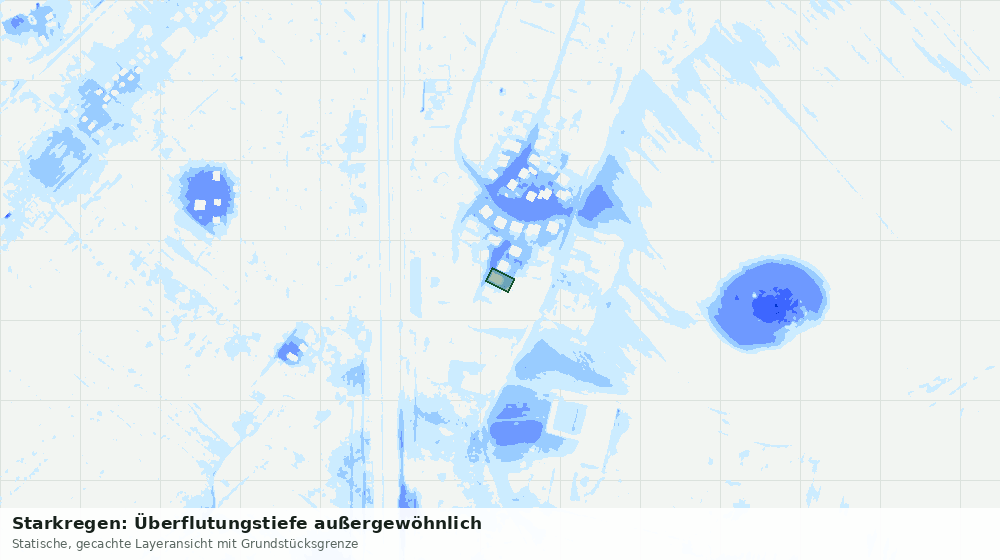 Statische Kartenansicht: Starkregen: Überflutungstiefe außergewöhnlich