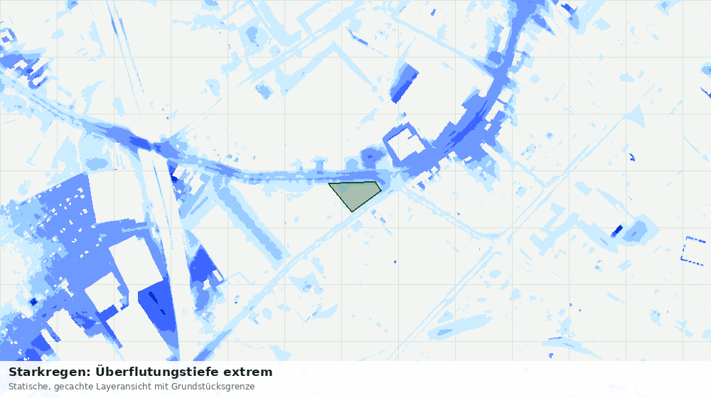 Statische Kartenansicht: Starkregen: Überflutungstiefe extrem