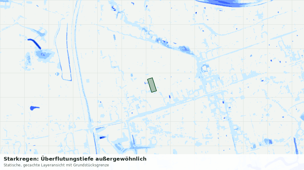 Statische Kartenansicht: Starkregen: Überflutungstiefe außergewöhnlich