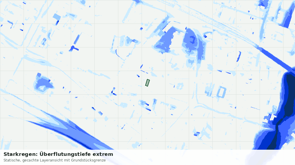 Statische Kartenansicht: Starkregen: Überflutungstiefe extrem