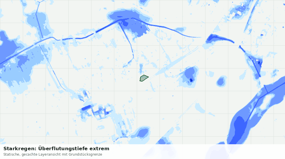 Statische Kartenansicht: Starkregen: Überflutungstiefe extrem