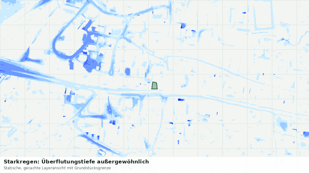 Statische Kartenansicht: Starkregen: Überflutungstiefe außergewöhnlich
