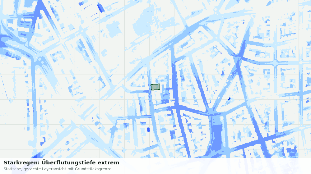 Statische Kartenansicht: Starkregen: Überflutungstiefe extrem