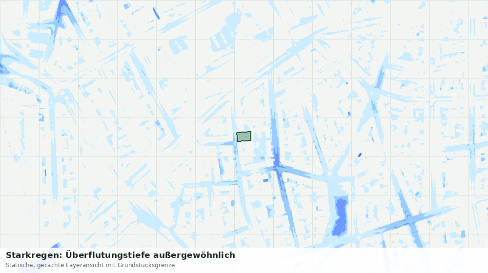 Statische Kartenansicht: Starkregen: Überflutungstiefe außergewöhnlich