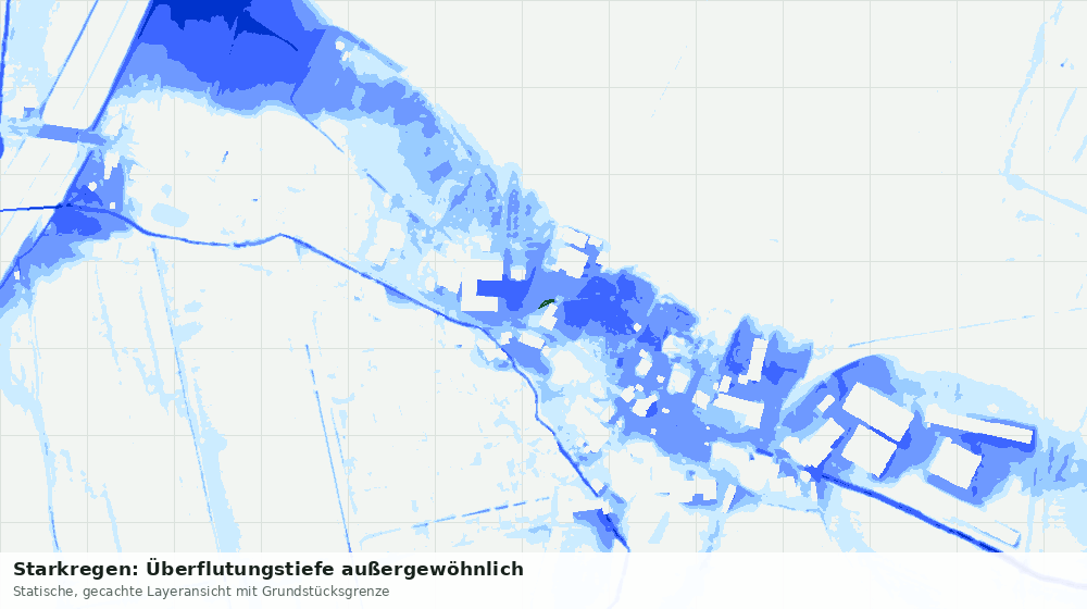 Statische Kartenansicht: Starkregen: Überflutungstiefe außergewöhnlich