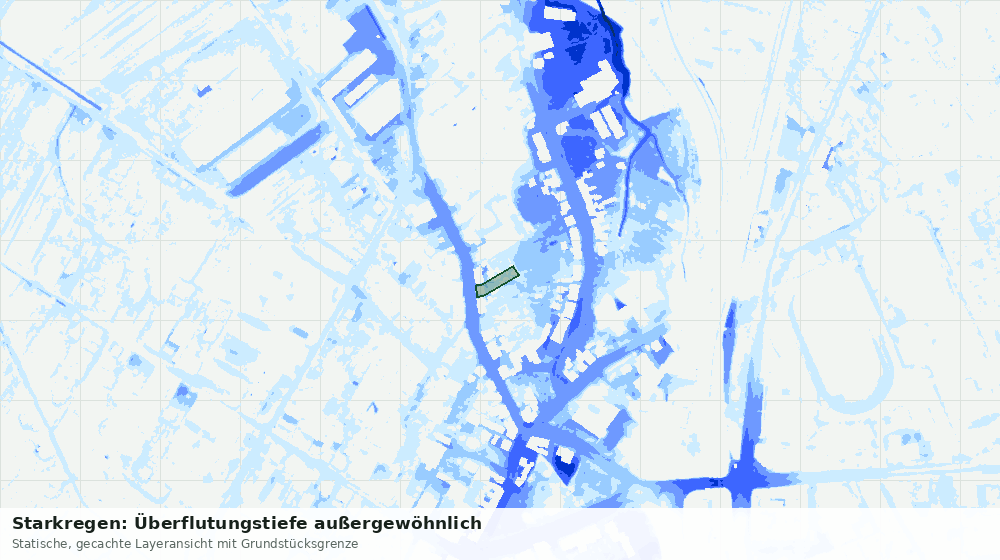 Statische Kartenansicht: Starkregen: Überflutungstiefe außergewöhnlich