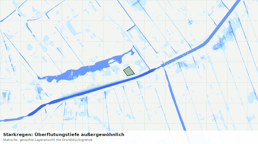 Statische Kartenansicht: Starkregen: Überflutungstiefe außergewöhnlich
