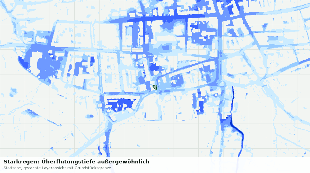 Statische Kartenansicht: Starkregen: Überflutungstiefe außergewöhnlich