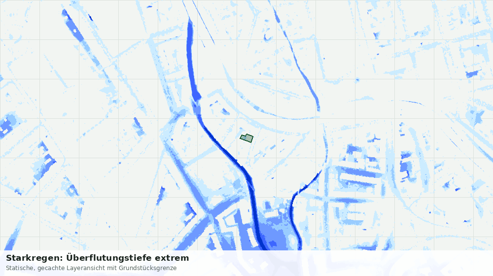 Statische Kartenansicht: Starkregen: Überflutungstiefe extrem