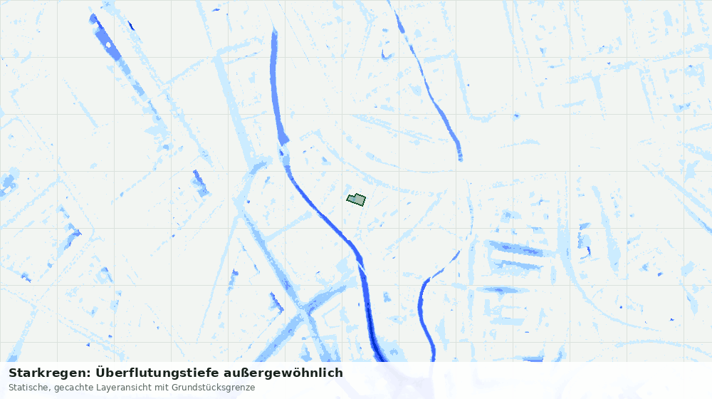 Statische Kartenansicht: Starkregen: Überflutungstiefe außergewöhnlich