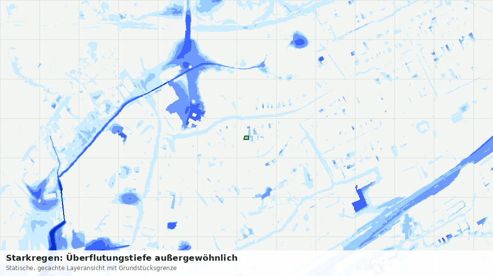 Statische Kartenansicht: Starkregen: Überflutungstiefe außergewöhnlich