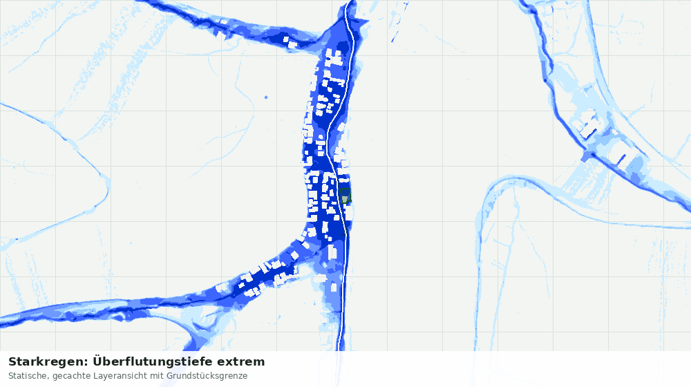 Statische Kartenansicht: Starkregen: Überflutungstiefe extrem
