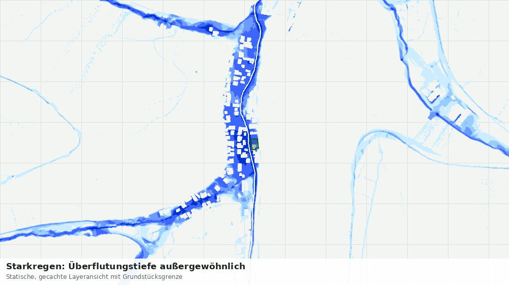 Statische Kartenansicht: Starkregen: Überflutungstiefe außergewöhnlich