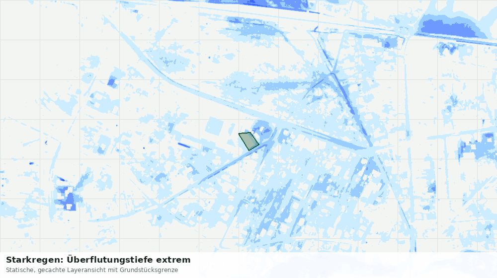 Statische Kartenansicht: Starkregen: Überflutungstiefe extrem