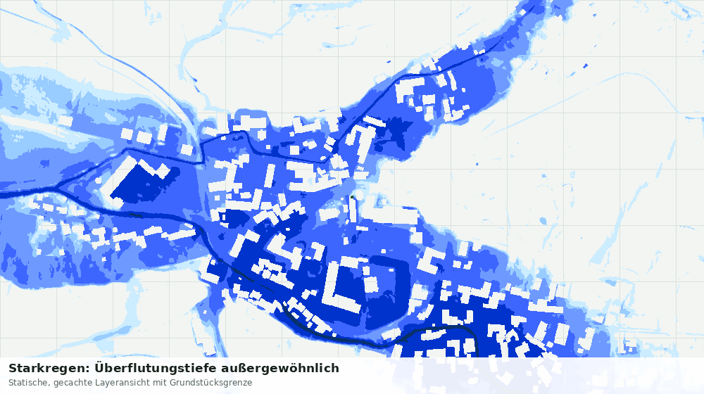 Statische Kartenansicht: Starkregen: Überflutungstiefe außergewöhnlich