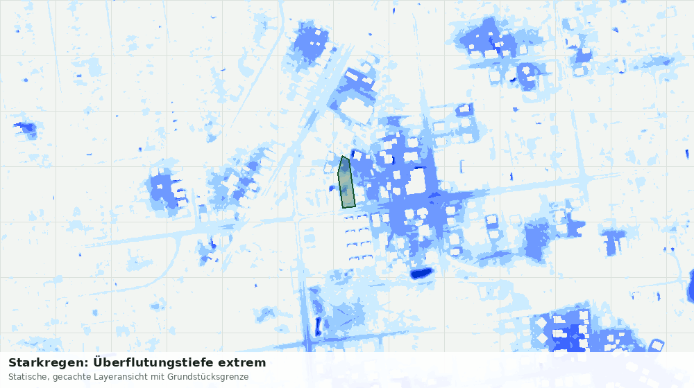 Statische Kartenansicht: Starkregen: Überflutungstiefe extrem