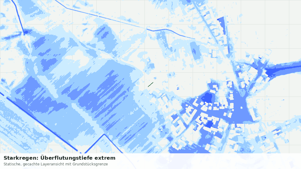 Statische Kartenansicht: Starkregen: Überflutungstiefe extrem