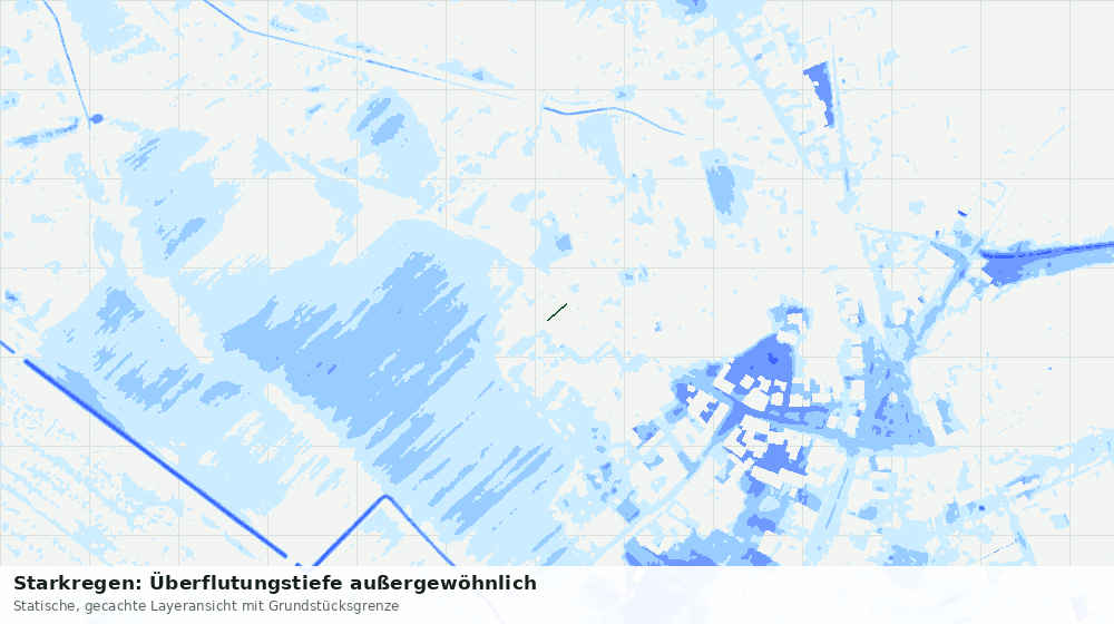 Statische Kartenansicht: Starkregen: Überflutungstiefe außergewöhnlich