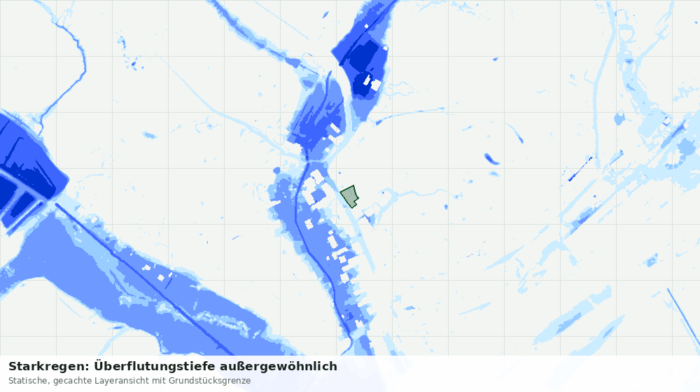 Statische Kartenansicht: Starkregen: Überflutungstiefe außergewöhnlich