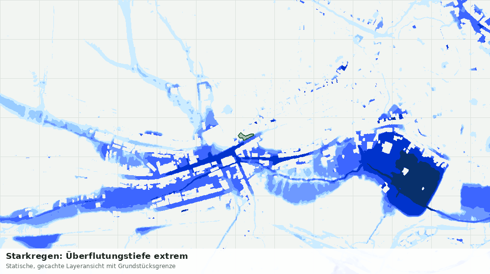 Statische Kartenansicht: Starkregen: Überflutungstiefe extrem