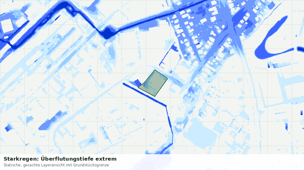 Statische Kartenansicht: Starkregen: Überflutungstiefe extrem