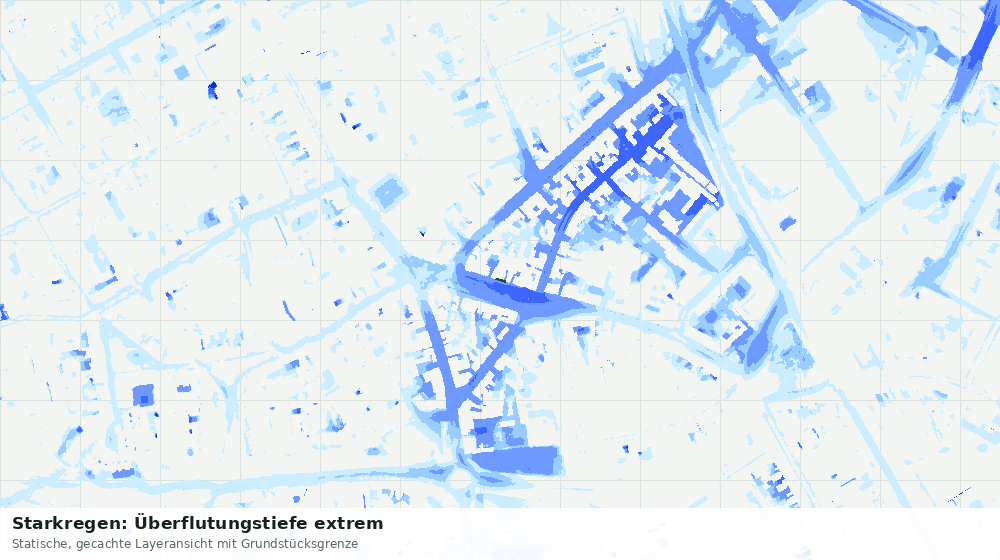 Statische Kartenansicht: Starkregen: Überflutungstiefe extrem