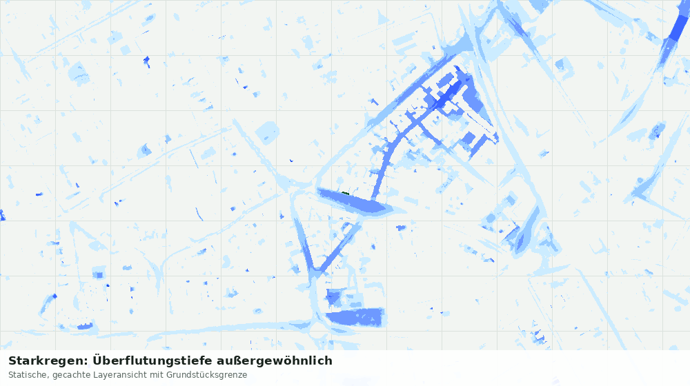 Statische Kartenansicht: Starkregen: Überflutungstiefe außergewöhnlich