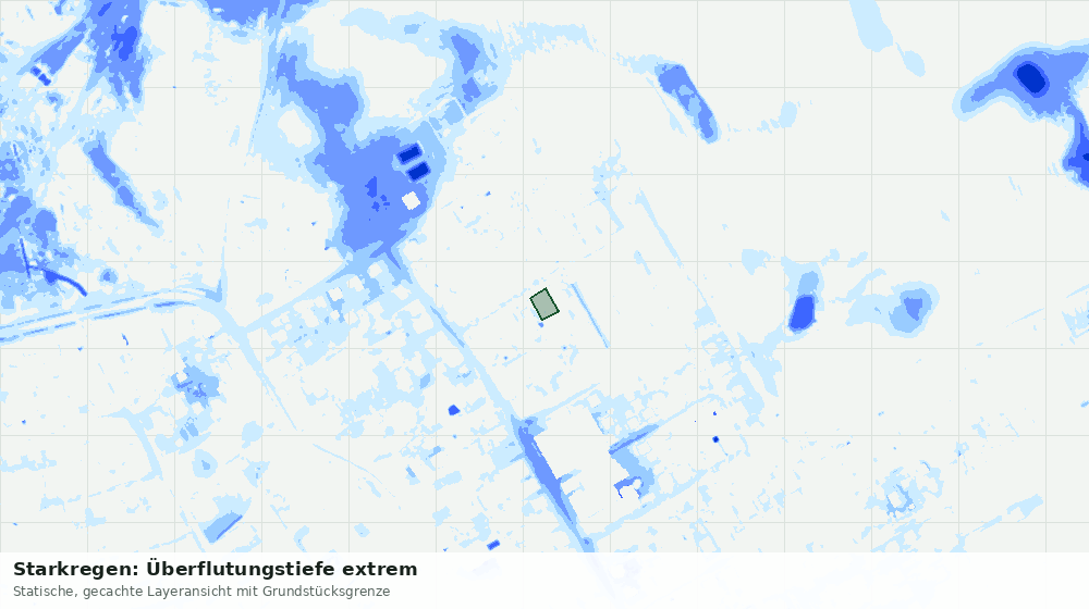 Statische Kartenansicht: Starkregen: Überflutungstiefe extrem