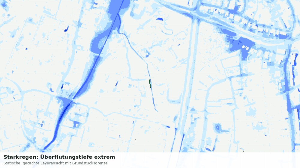 Statische Kartenansicht: Starkregen: Überflutungstiefe extrem