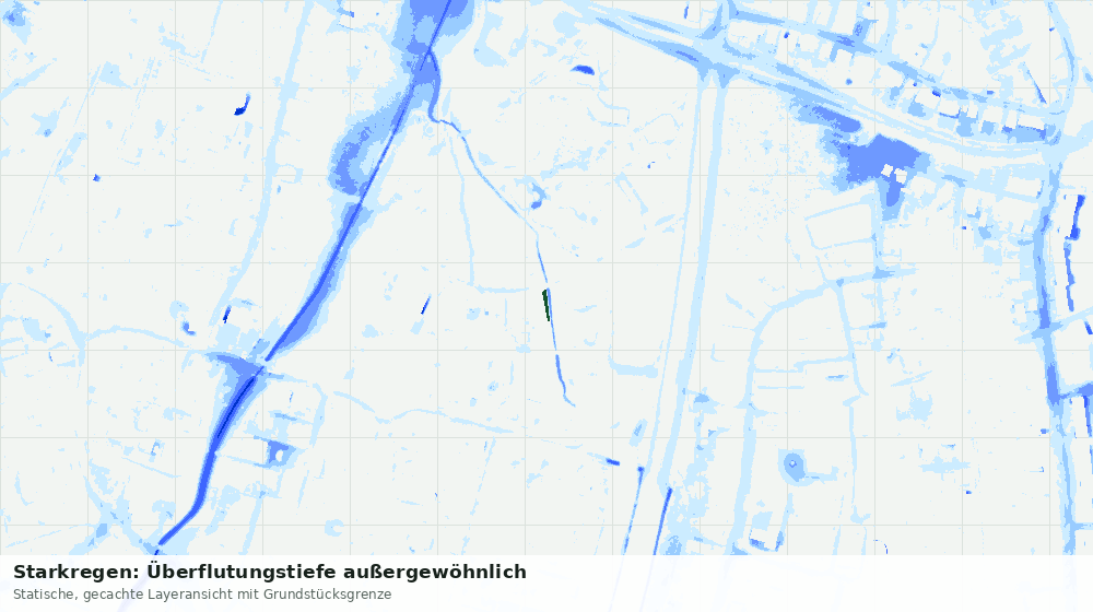 Statische Kartenansicht: Starkregen: Überflutungstiefe außergewöhnlich