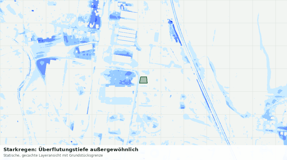 Statische Kartenansicht: Starkregen: Überflutungstiefe außergewöhnlich