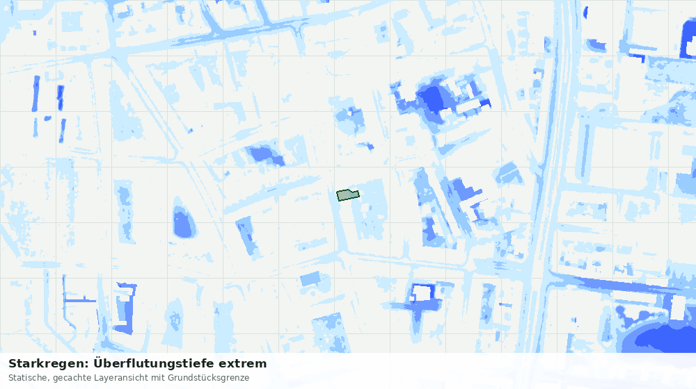 Statische Kartenansicht: Starkregen: Überflutungstiefe extrem