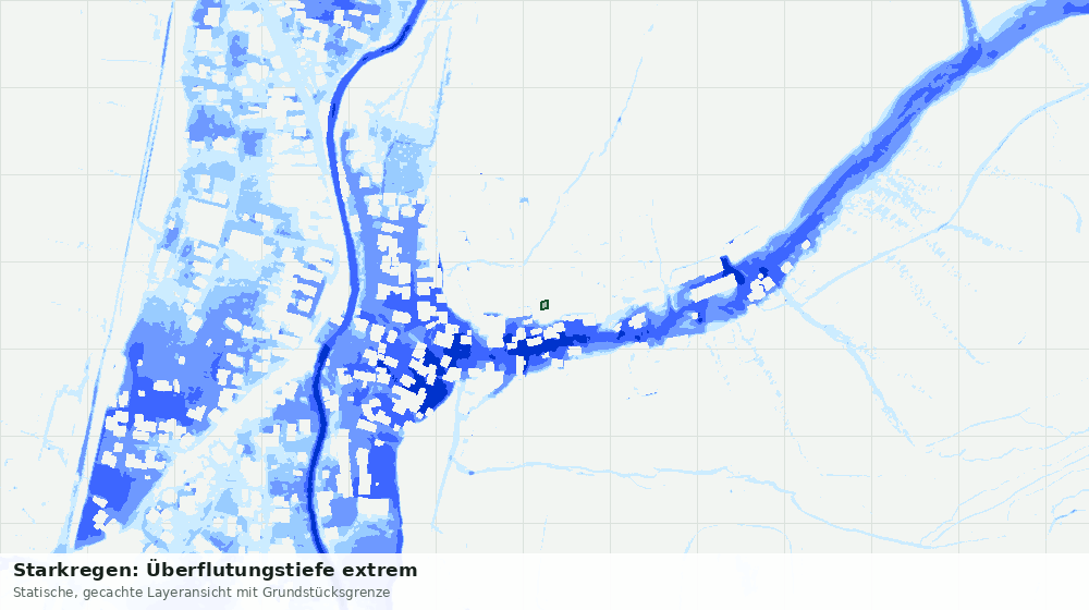 Statische Kartenansicht: Starkregen: Überflutungstiefe extrem