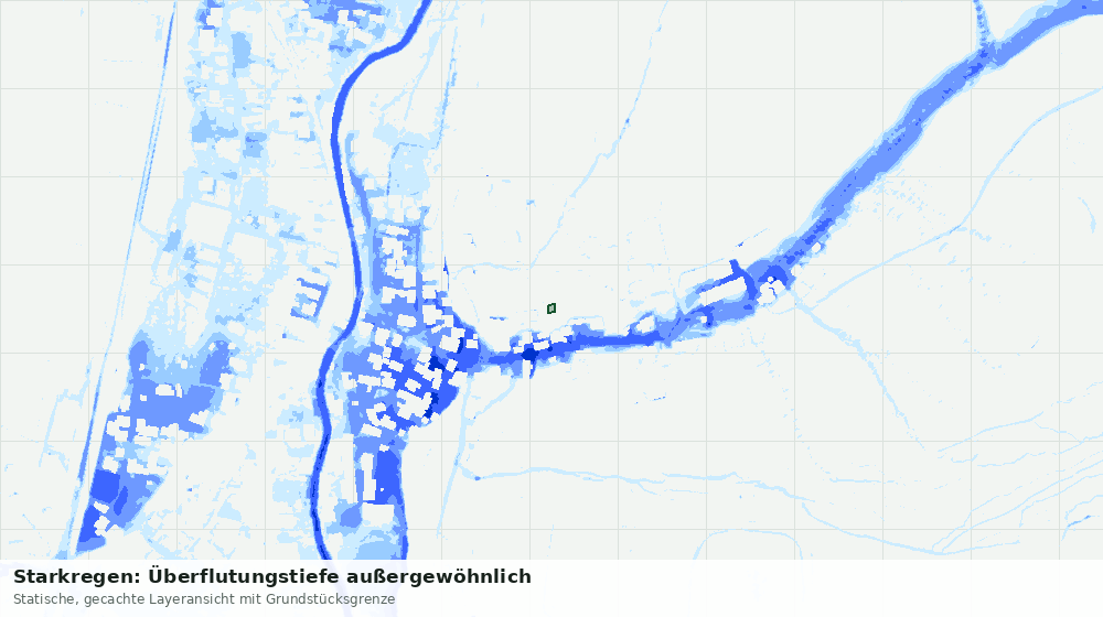 Statische Kartenansicht: Starkregen: Überflutungstiefe außergewöhnlich