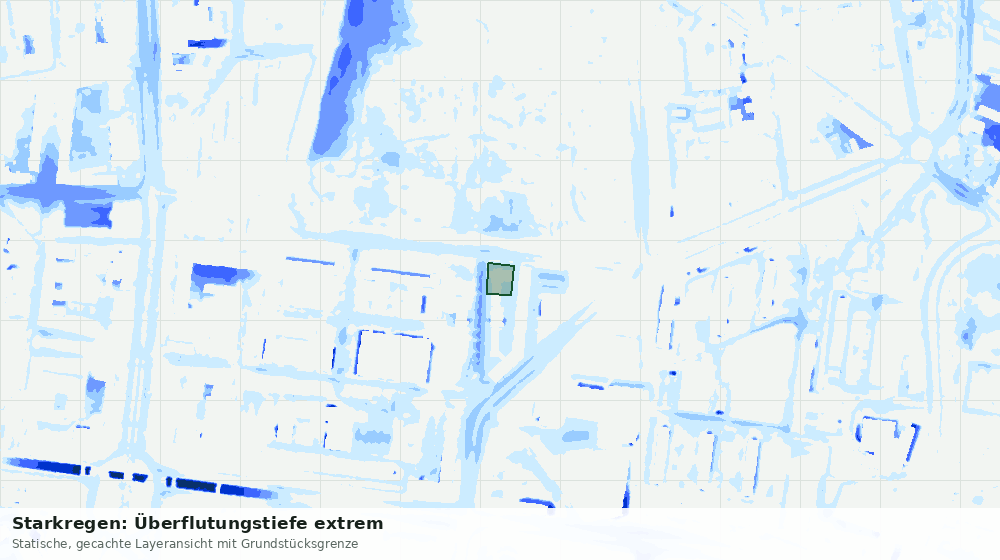 Statische Kartenansicht: Starkregen: Überflutungstiefe extrem
