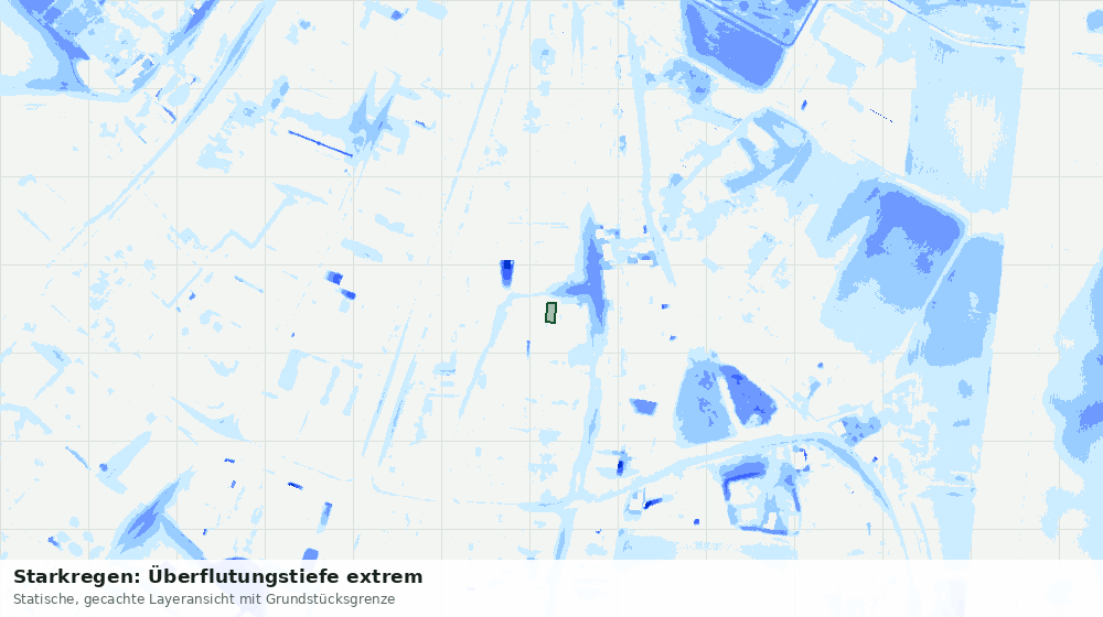 Statische Kartenansicht: Starkregen: Überflutungstiefe extrem