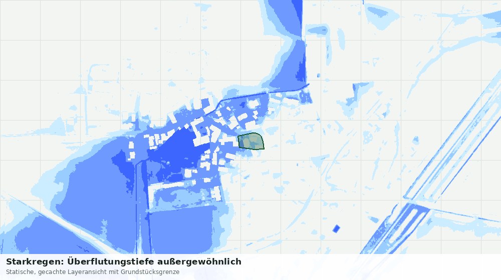 Statische Kartenansicht: Starkregen: Überflutungstiefe außergewöhnlich