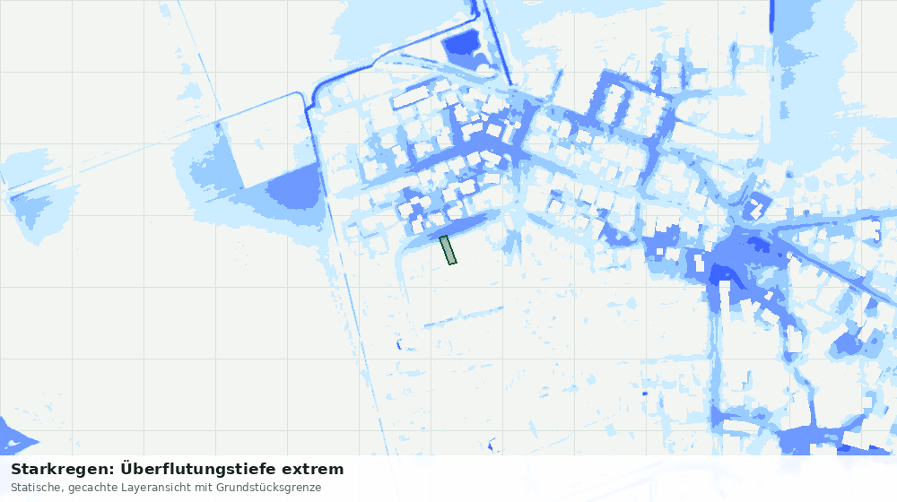 Statische Kartenansicht: Starkregen: Überflutungstiefe extrem