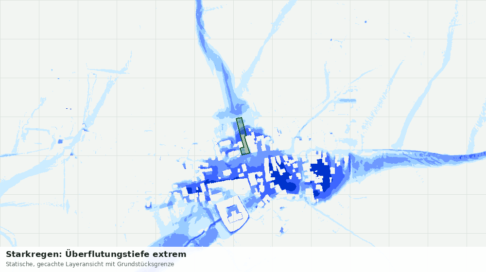 Statische Kartenansicht: Starkregen: Überflutungstiefe extrem