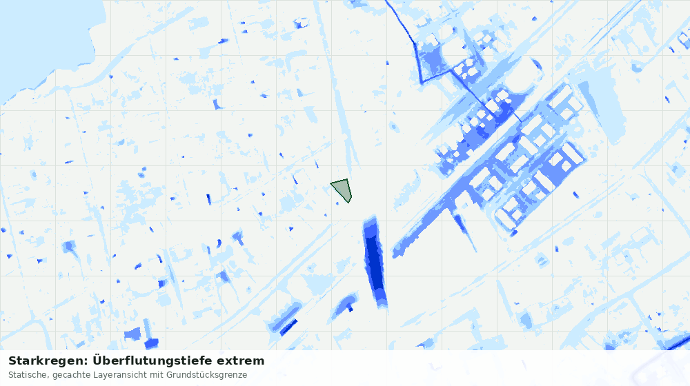 Statische Kartenansicht: Starkregen: Überflutungstiefe extrem