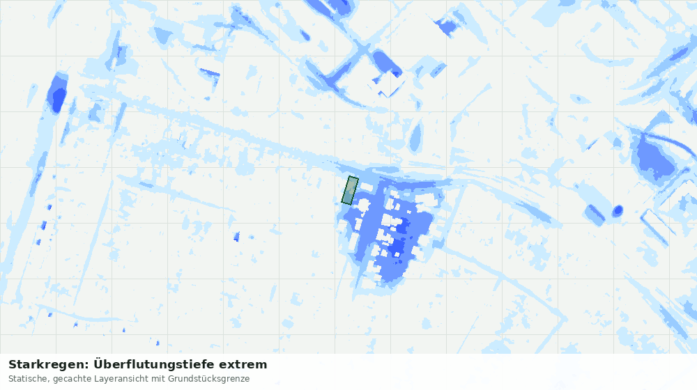 Statische Kartenansicht: Starkregen: Überflutungstiefe extrem