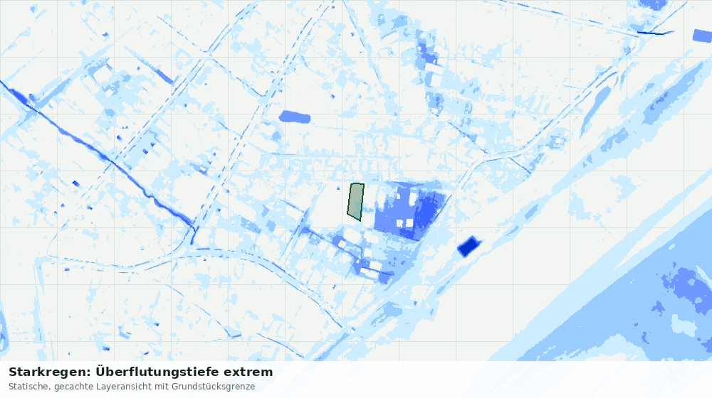 Statische Kartenansicht: Starkregen: Überflutungstiefe extrem